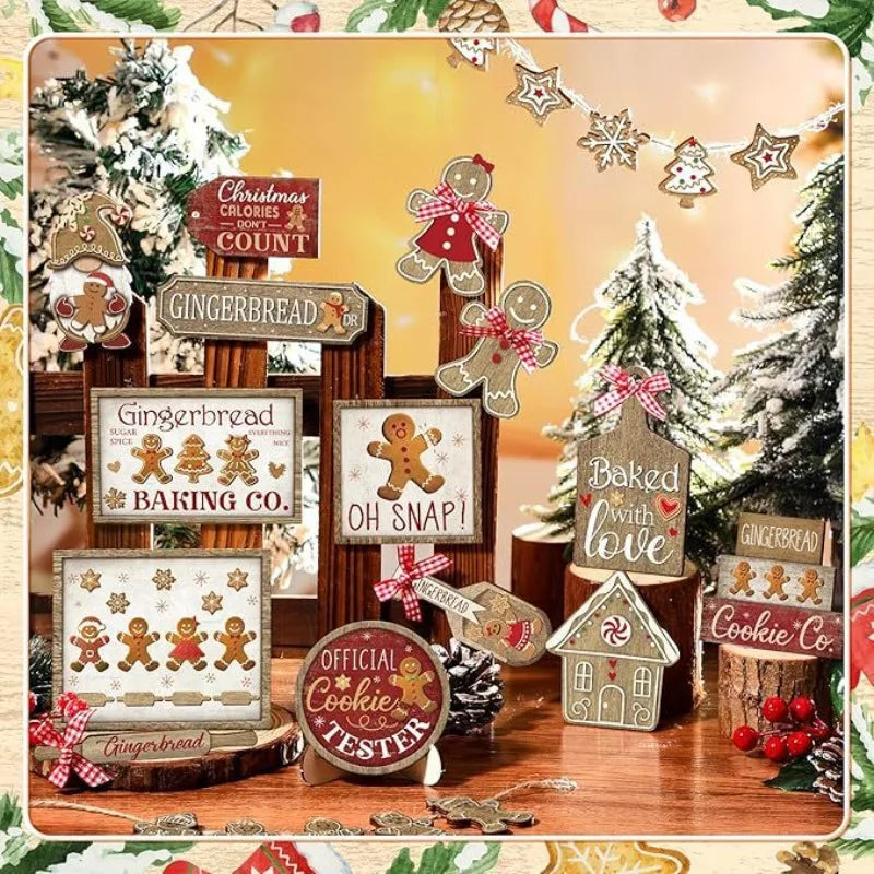π 24 Pcs Rustic Christmas Wood Decor Set β Farmhouse Tiered Tray Fillers & Holiday Ornaments