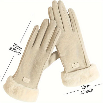 Women’s Touch-Screen Winter Mittens – Elegant Suede Fabric, Warm Thin Cashmere, Windproof Autumn Driving Gloves